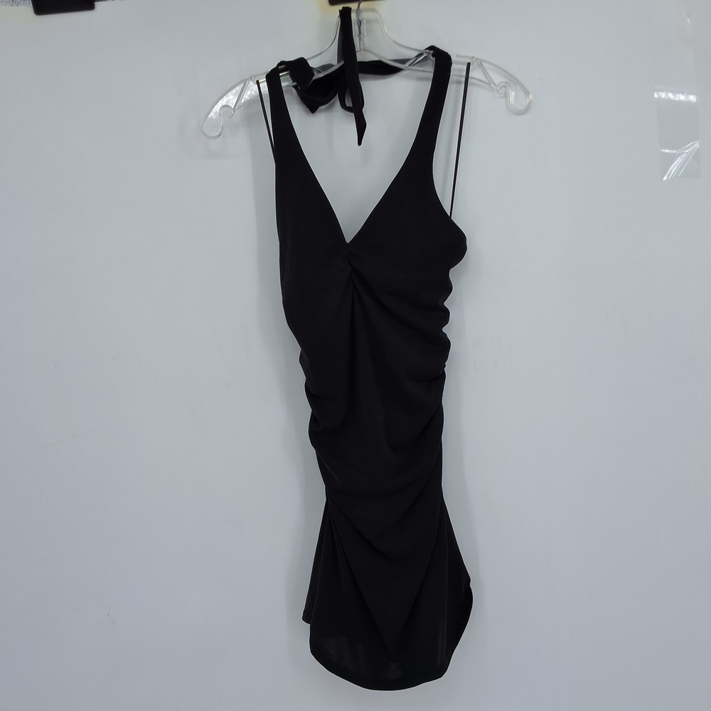 Anthropologie Xxs Black Body Con Rouched Dress
